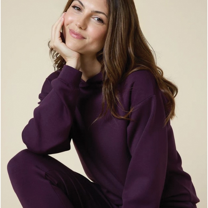 Softies 5200-9-Fig-M Oversize Lounge Set, M, Polyester/Rayon/Spandex, Fig, Hooded - 2