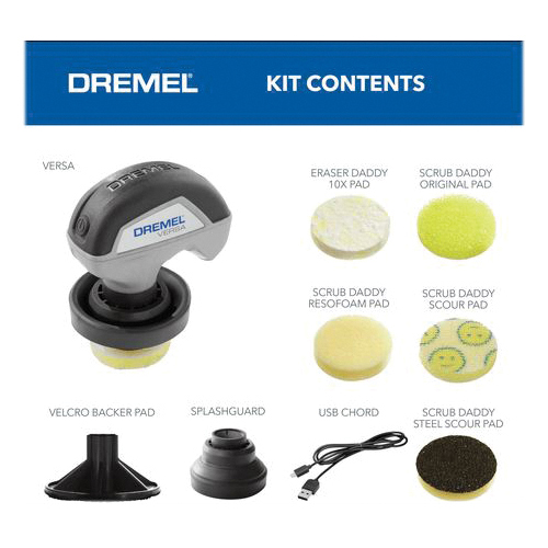 Dremel Versa PC10-07 Power Scrubber Kit with Scrub Daddy Cleaning Sponge Pads, Battery, 4 V, 2 a, 2 Ah, 2200 rpm Speed - 2