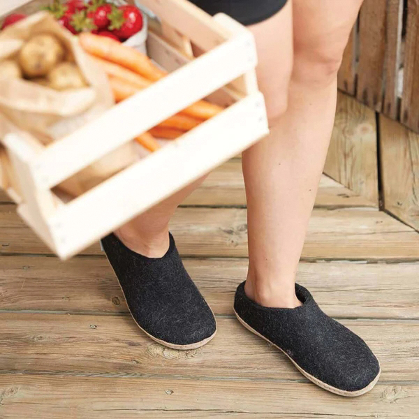Glerups B 36 02 CHARC Slippers, 36, Charcoal, Wool - 5