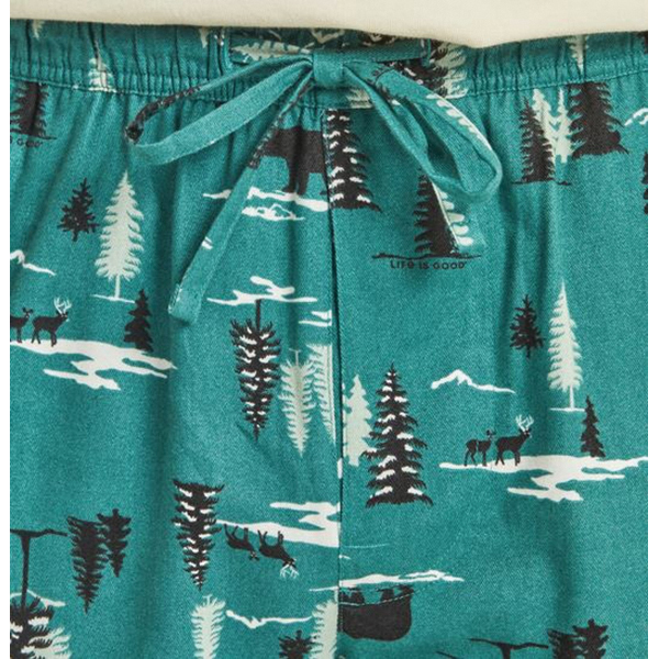 Life Is Good UN2JBL-M Classic Sleep Pant, M, Winter Woodland, Cotton, Spruce Green, Drawcord - 4