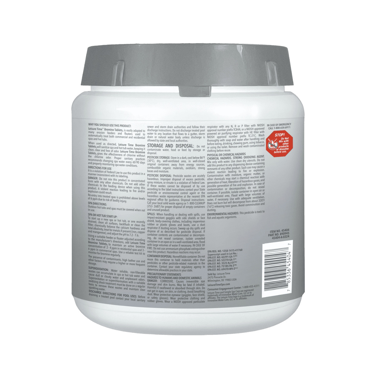 Leisure Time 45401A Brominating Tabs, Tablet, 2.2 lb Bottle - 2