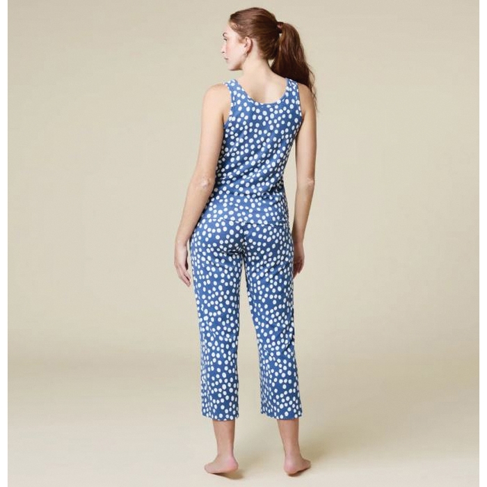 Softies Ella Series 7009-2-INDOT-M Capri PJ Set, M, Modal/Spandex, Indigo Dots, Scoop Neck - 4