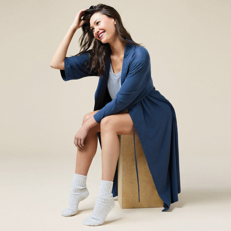 Softies 2914-40-IndLXL Dream Jersey Robe, L/XL, Polyester/Spandex, Indigo, Shawl - 2