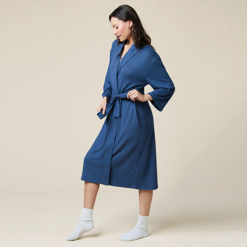 Softies 2914-40-IndLXL Dream Jersey Robe, L/XL, Polyester/Spandex, Indigo, Shawl - 3