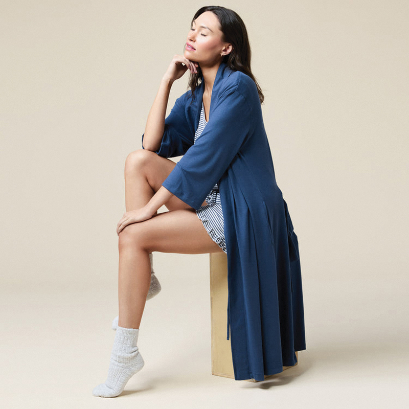 Softies 2914-40-IndLXL Dream Jersey Robe, L/XL, Polyester/Spandex, Indigo, Shawl - 5