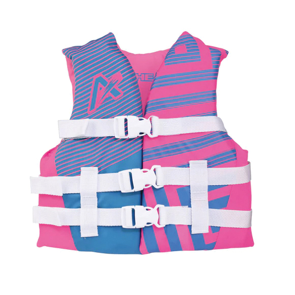 AIRHEAD Trend Series 30081-02-A-HPSB Life Vest, Child, Fits Chest Size: 22 to 25 in, Polyester Outer, Blue/Pink, Buckle - 2