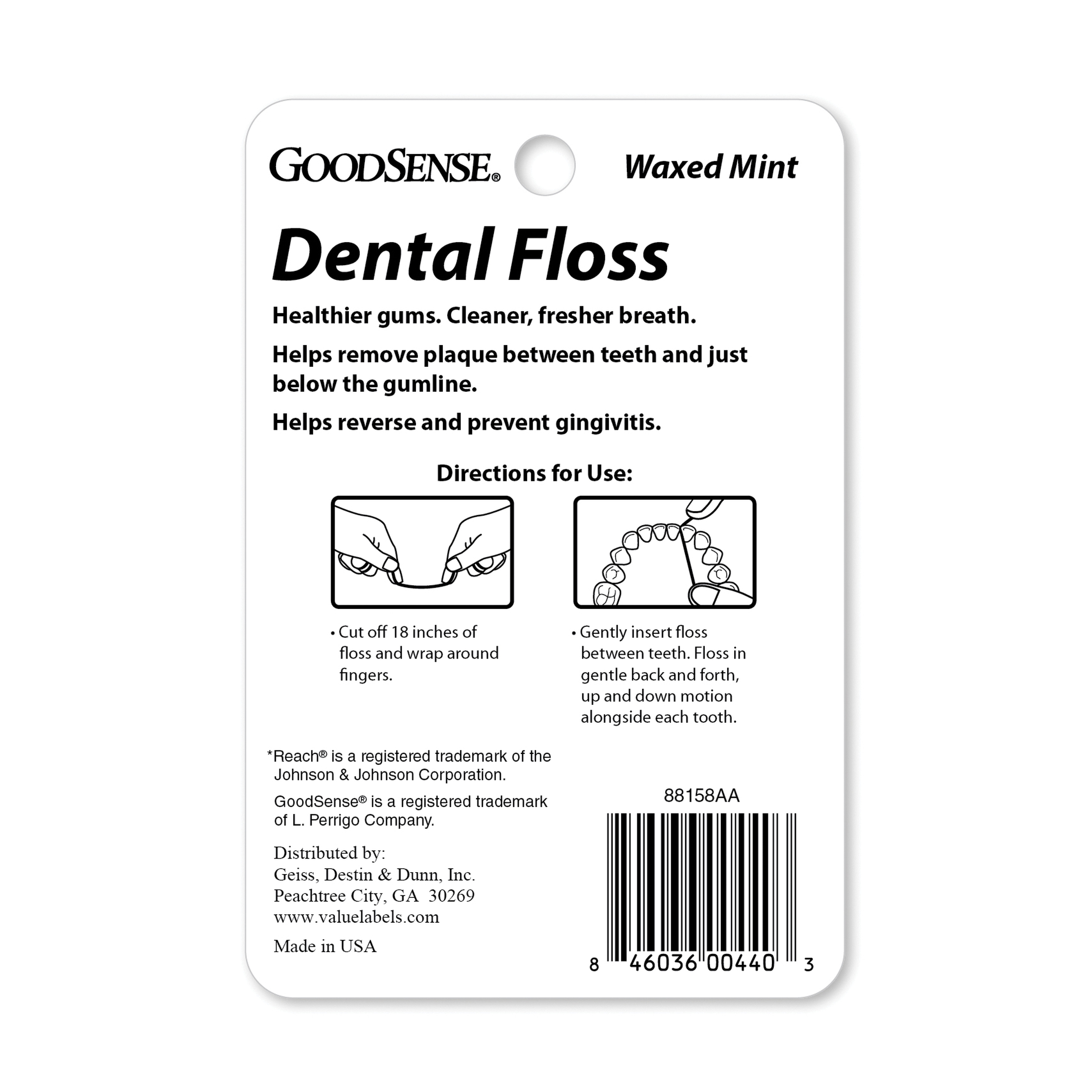 Goodsense RA00440 Waxed Dental Floss, Mint, 100 yd - 2