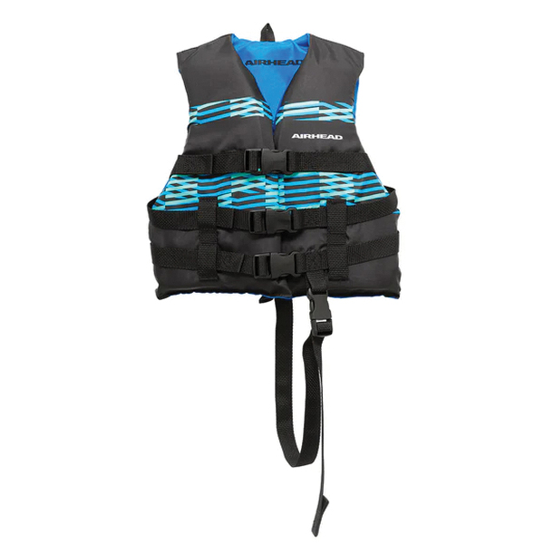 AIRHEAD Element Series 30092-16-A-BKTL Life Vest, Super Large, Fits Chest Size: 50 to 60 in, Black/Blue, Buckle - 3