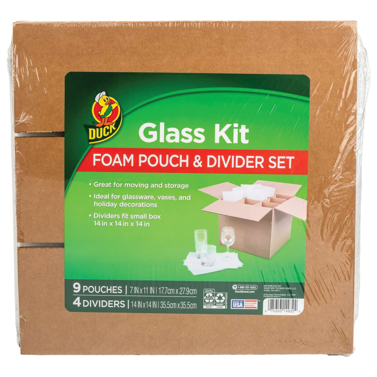 Duck 287792 Glass Kit, Corrugate/Foam, Brown/White - 2