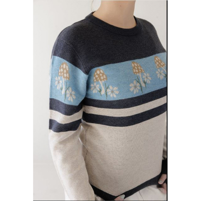 Kavu Hillrose Series 2169-2642-M Sweater, M, 37 to 38 in Chest, Crew Neck, Acrylic/Nylon/Polyester/Wool, Mushroom Patch - 2