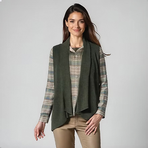North River Hawthorne Series NRL2630-CARBO-XL Vest, XL, Polyester/Rayon/Spandex, Caribou, Shawl, Open Front - 2