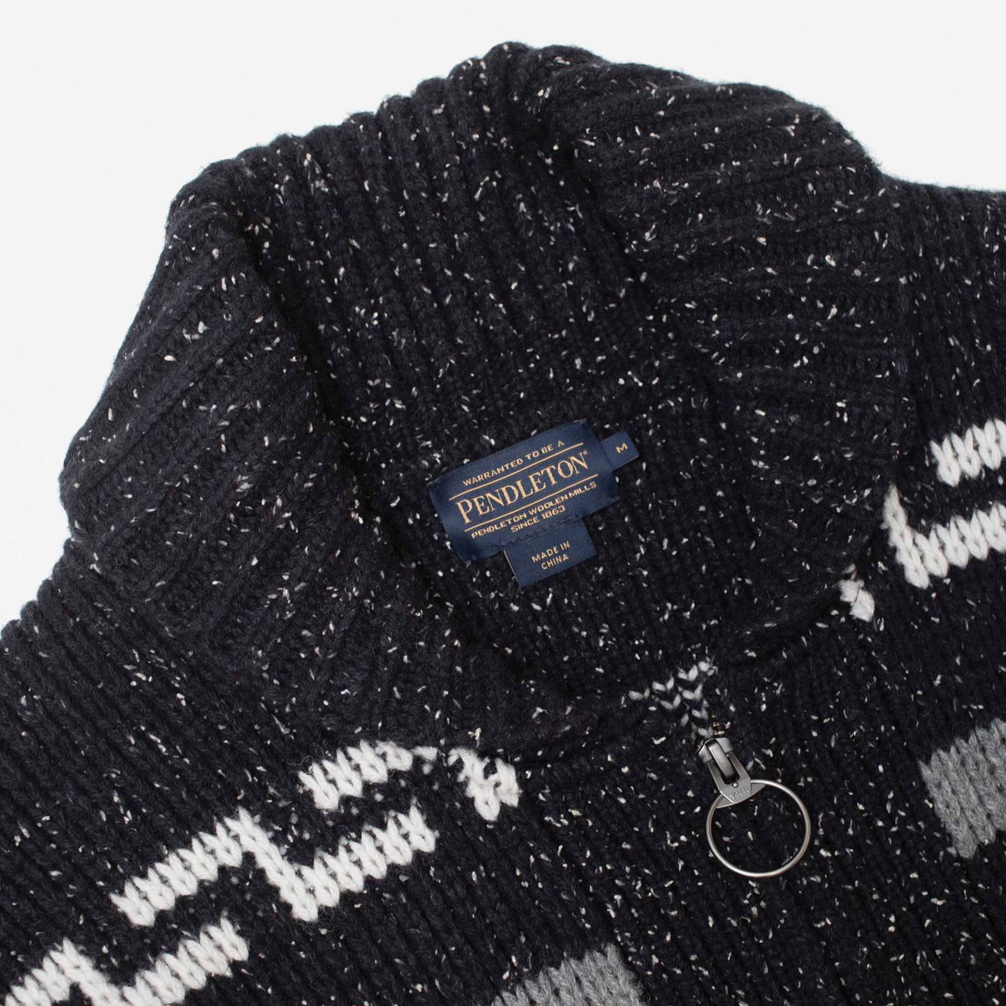 Pendleton The Original Westerley Series RF1362-74729-M Sweater, M, 55 cm Chest, Ribbed Shawl, Lambswool/Nylon, Black - 3