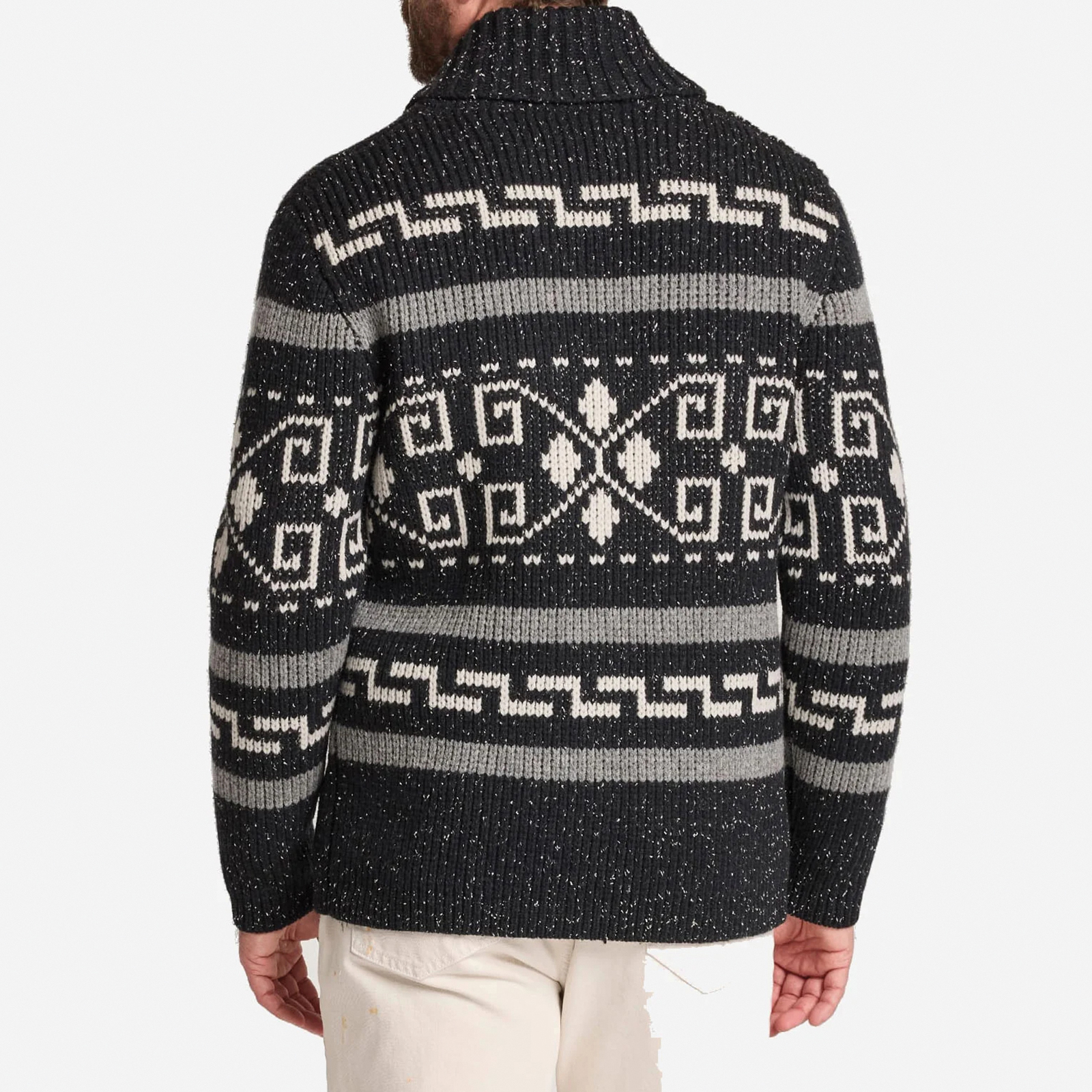 Pendleton The Original Westerley Series RF1362-74729-M Sweater, M, 55 cm Chest, Ribbed Shawl, Lambswool/Nylon, Black - 5