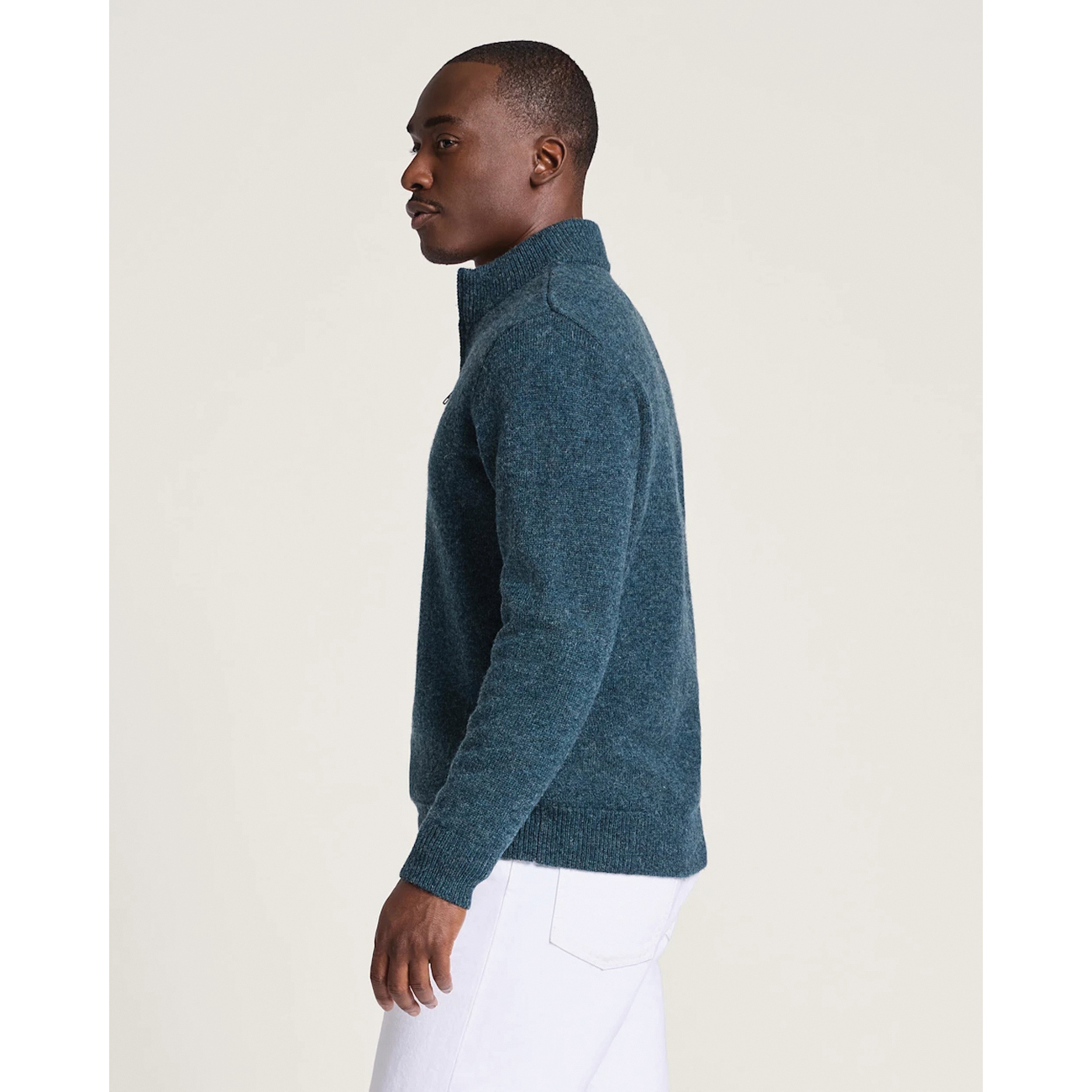 Pendleton Shetland Series RF1411-74726-XL Sweater, XL, 50 in Chest, Ribbed Stand, Wool, Midnight Green Mix - 3