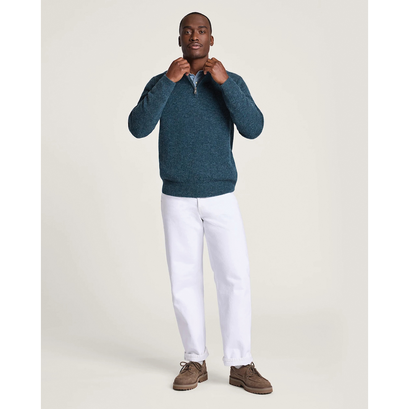 Pendleton Shetland Series RF1411-74726-XL Sweater, XL, 50 in Chest, Ribbed Stand, Wool, Midnight Green Mix - 5
