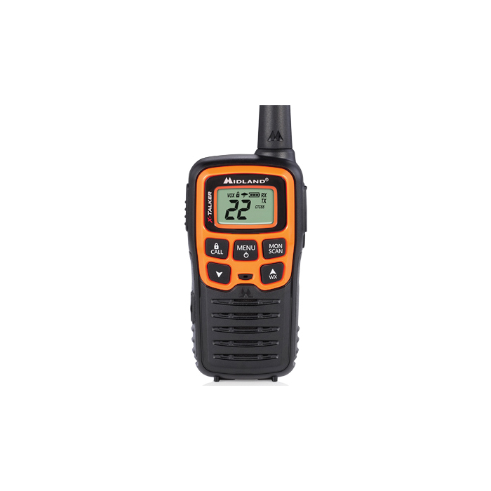 Midland X-Talker T50 Series T51VP3 Walkie Talkie, FRS, GMRS Band, 22-Channel, 0.5 W Output, LCD Display, Black/Orange - 2