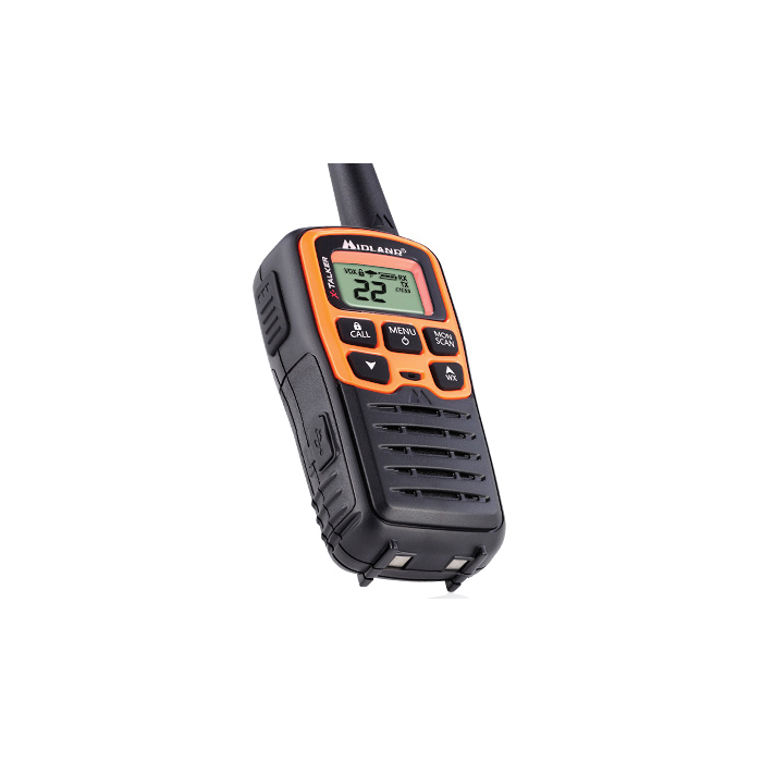 Midland X-Talker T50 Series T51VP3 Walkie Talkie, FRS, GMRS Band, 22-Channel, 0.5 W Output, LCD Display, Black/Orange - 5