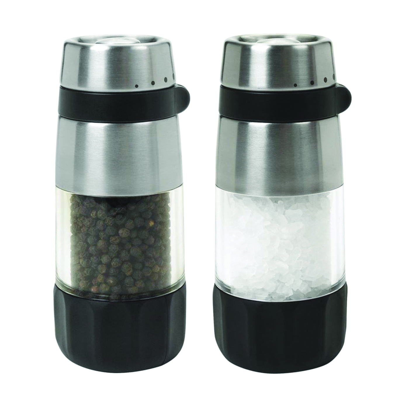Oxo 1141000 Salt and Pepper Grinder Set, 1.94 oz Pepper, 4.76 oz Salt Capacity, Plastic/Stainless Steel, Clear - 1