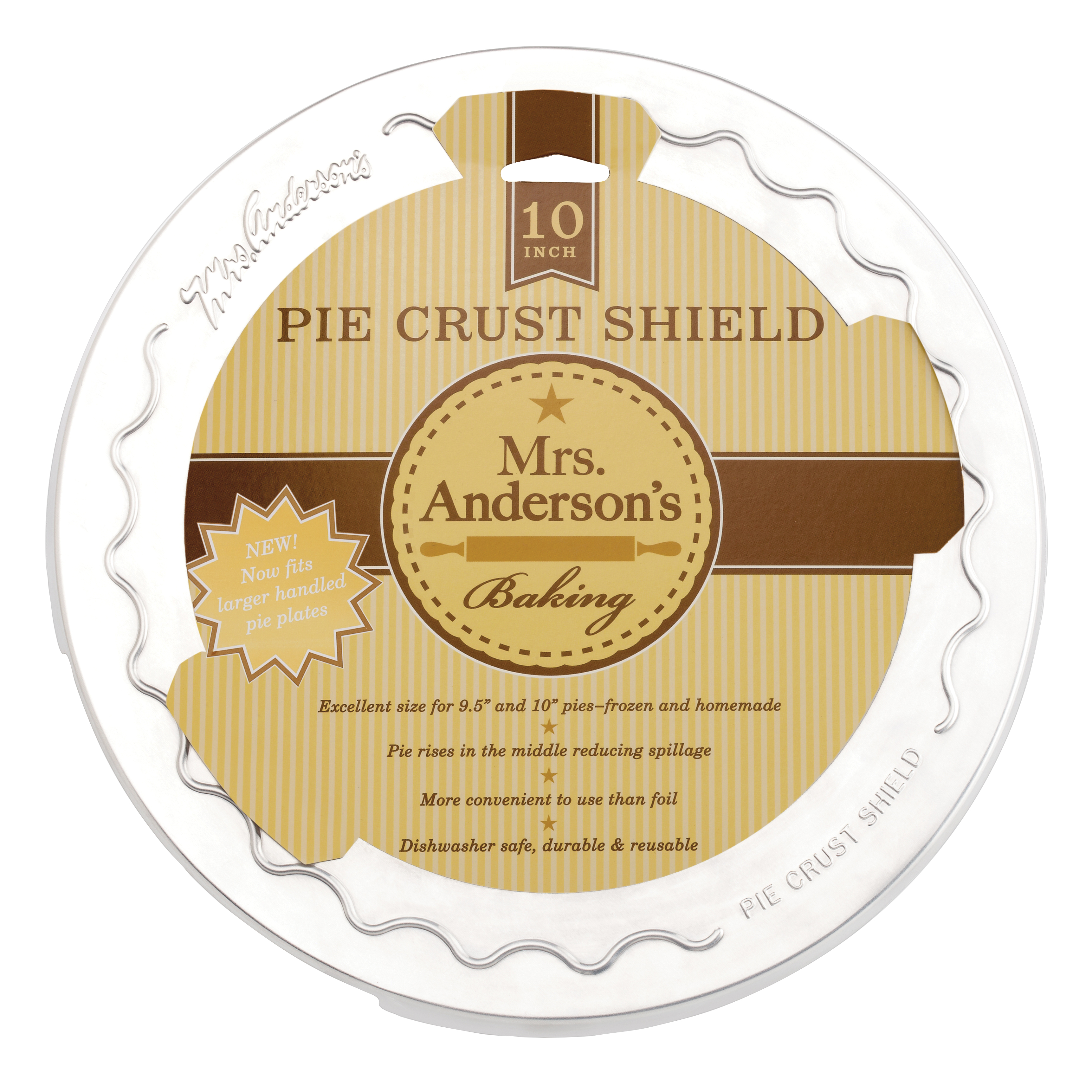 Mrs. Anderson's Baking 109 Pie Crust Shield, Aluminum, 10 in Dia x 1/2 in H Dimensions - 2