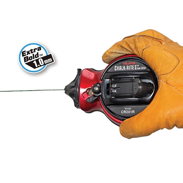 Tajima Chalk-Rite II Series CR201RPR Chalk Snap Line, 100 ft L Line, Red Line, 3:1 Gear Ratio - 5