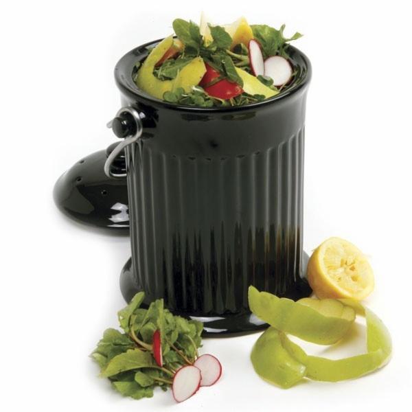 Norpro 93EB Compost Crock, 1 gal, 10 in H, Ceramic, Black - 2