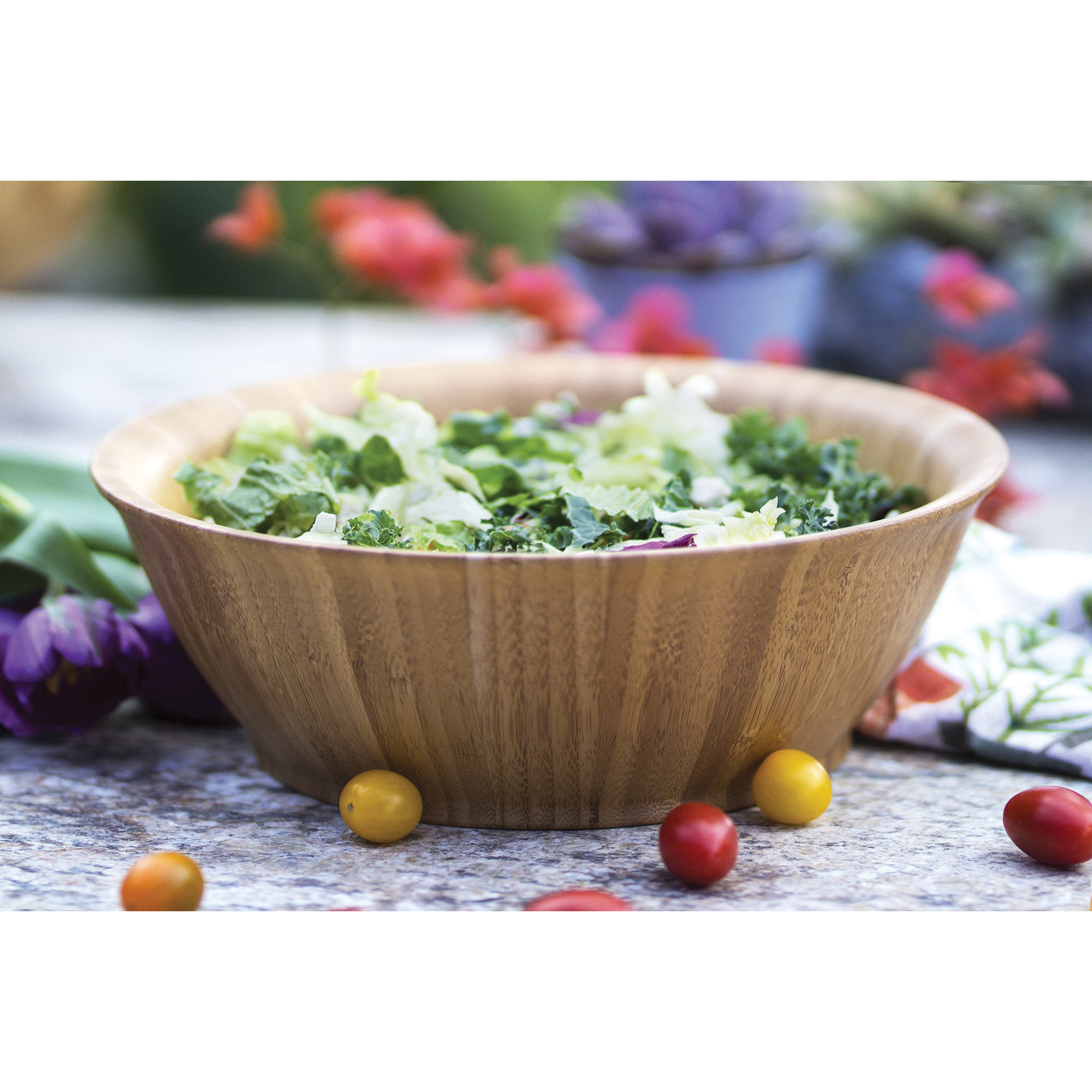 Totally Bamboo 20-5062 Salad Bowl, Flared, 12 in Dia, Bamboo - 3