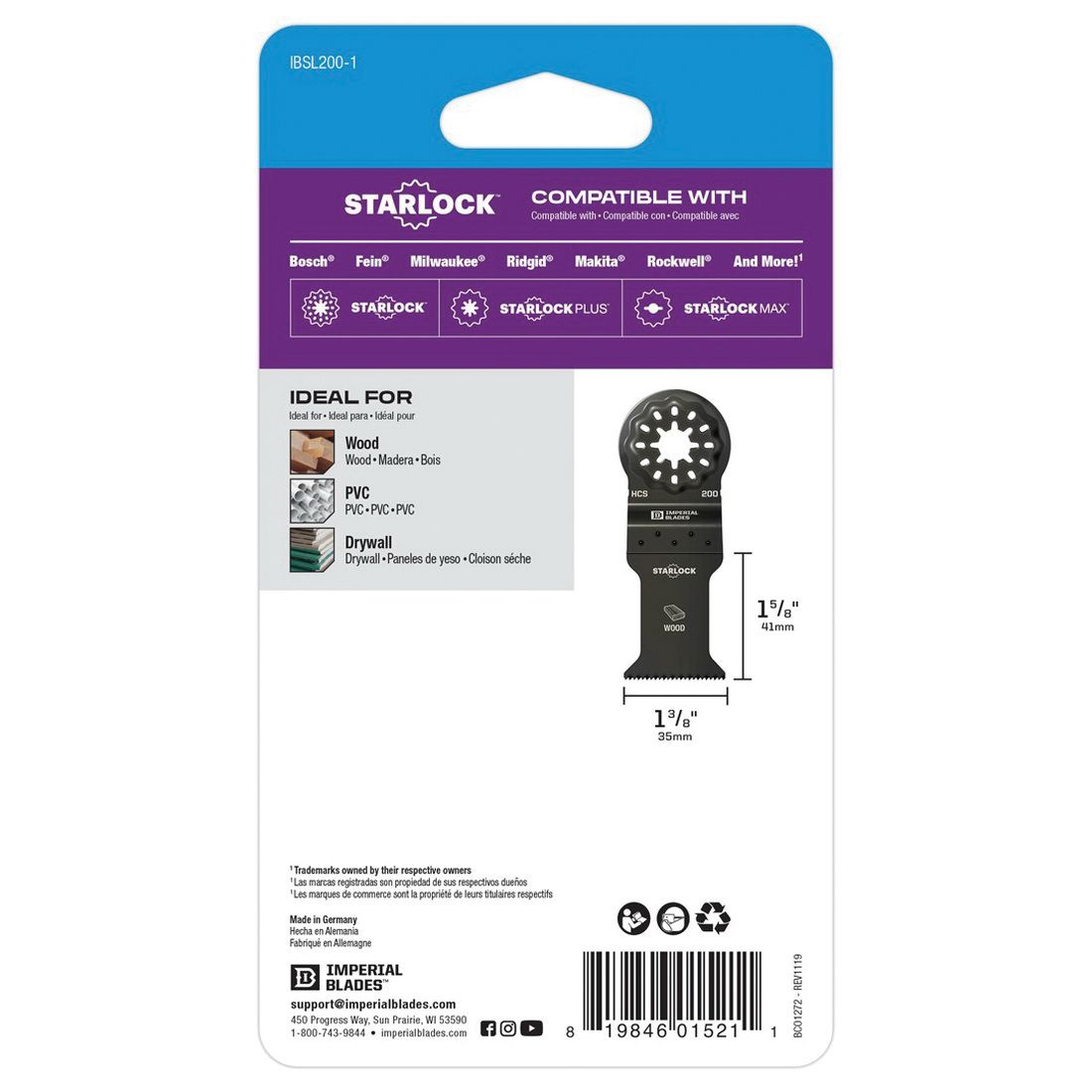Imperial Blades Starlock IBSL200-3 Standard Blade, 18 TPI, HCS, 3/PK - 3