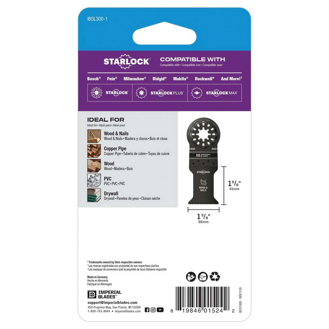 Imperial Blades Starlock IBSL300-3 Standard Blade, 18 TPI, 3/PK - 3