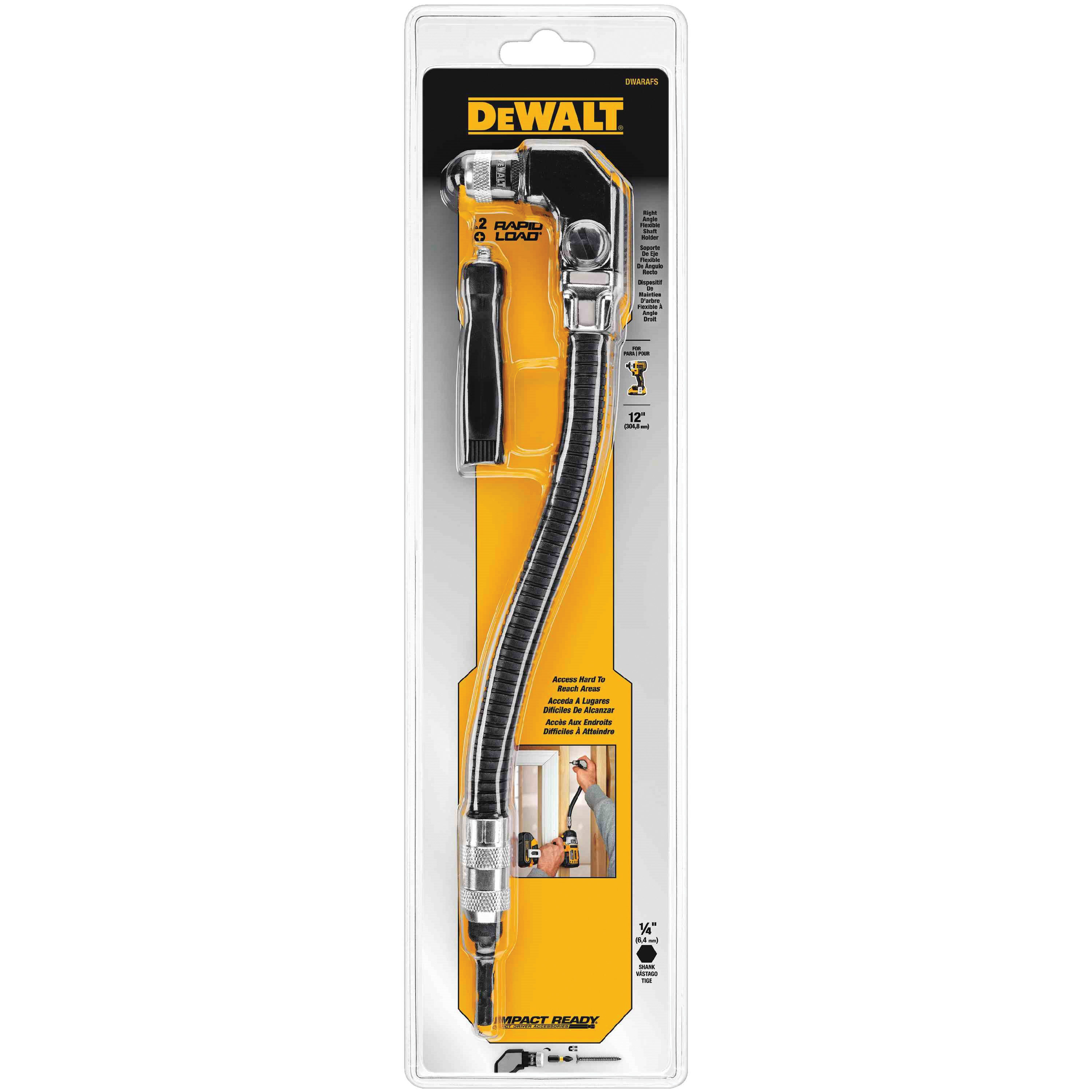 DEWALT DWARAFS Flexible Shaft, 1/4 in Shank, Hex Shank, 12 in L, Plastic - 3