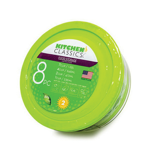 Libra 195-11468LIB Series Food Storage Set, Round, Green, Glass - 2