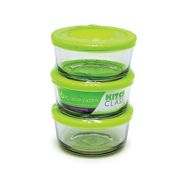 Libra 195-82629LIB Food Container with Cover, 2 Cup, Glass, Clear - 2
