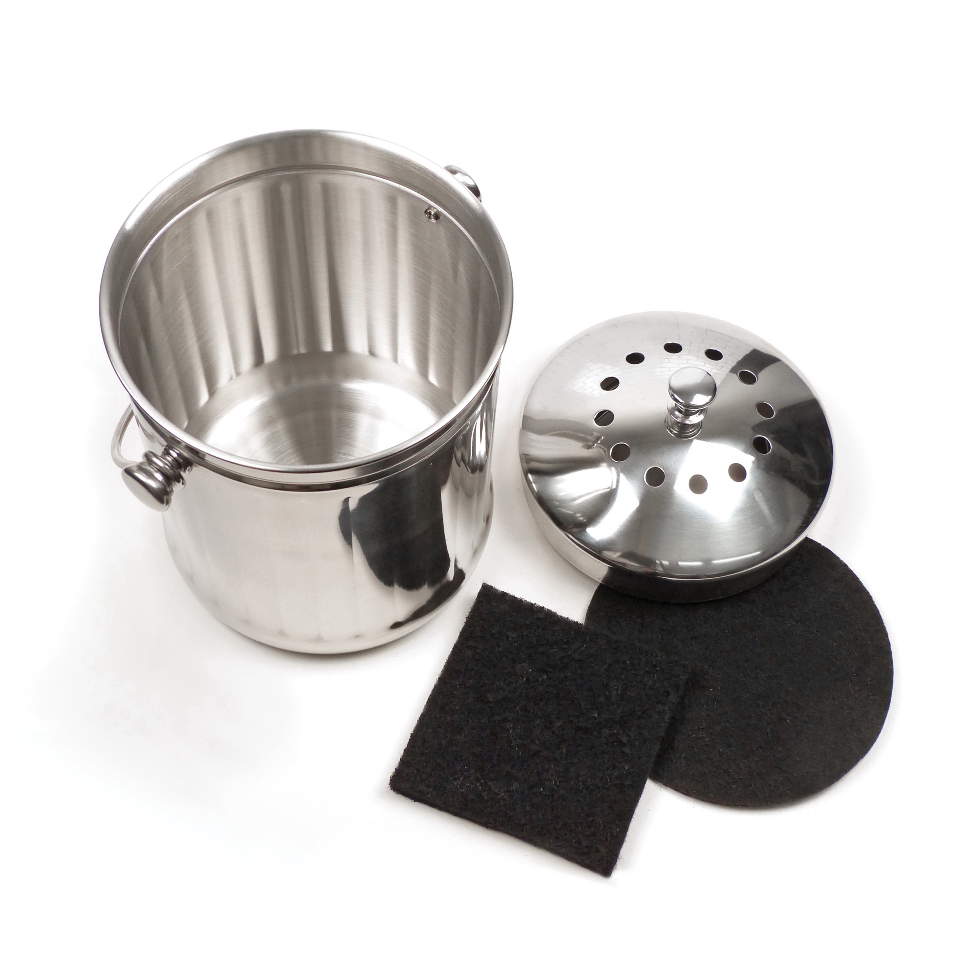 Endurance PAIL Compost Pail, 1 gal, 7 in Dia, 11 in H, Stainless Steel - 2