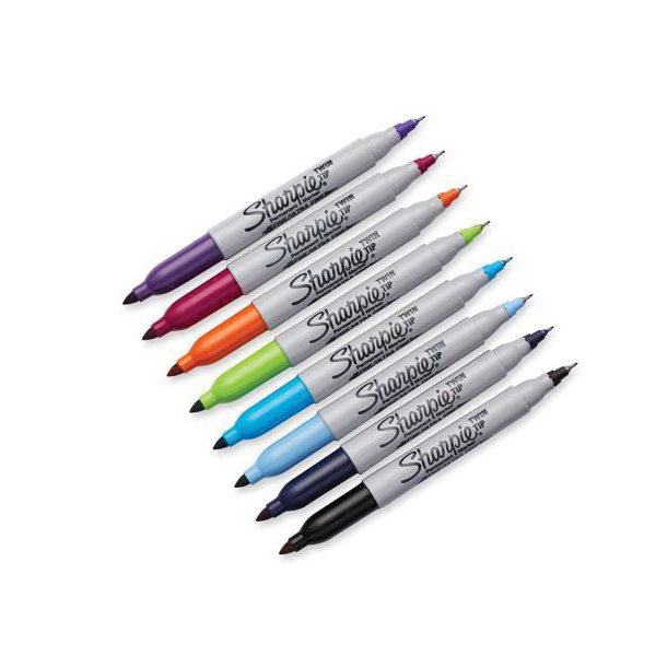 Sharpie 32001 Twin Tip Permanent Marker, Fine, Ultra-Fine Lead/Tip, Black Lead/Tip - 3