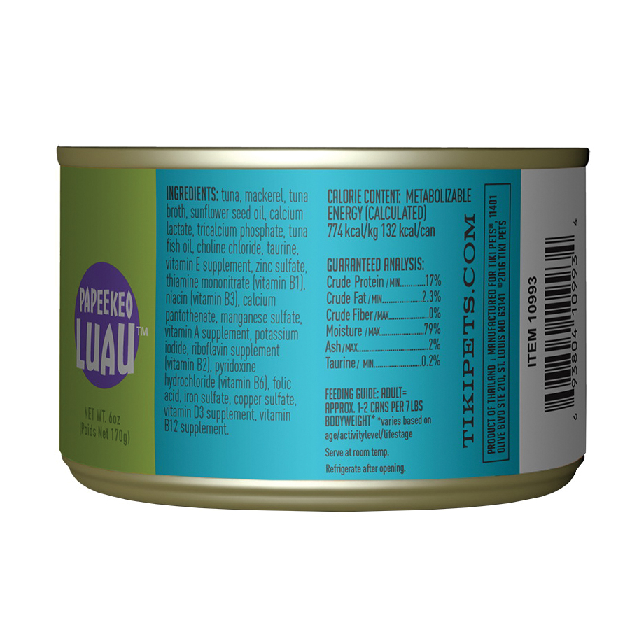 Tiki Pets Tiki Cat Papeekeo Luau 759029 Cat Food, Ahi Tuna, Mackerel Flavor, 2.8 oz Can - 2