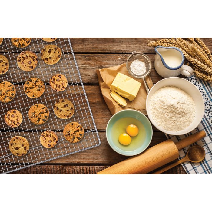Mrs. Anderson's Baking 43628 Half-Sheet Cooling Rack, Steel, Chrome, 16-1/2 in L, 11-3/4 in W, 5/8 in H - 5