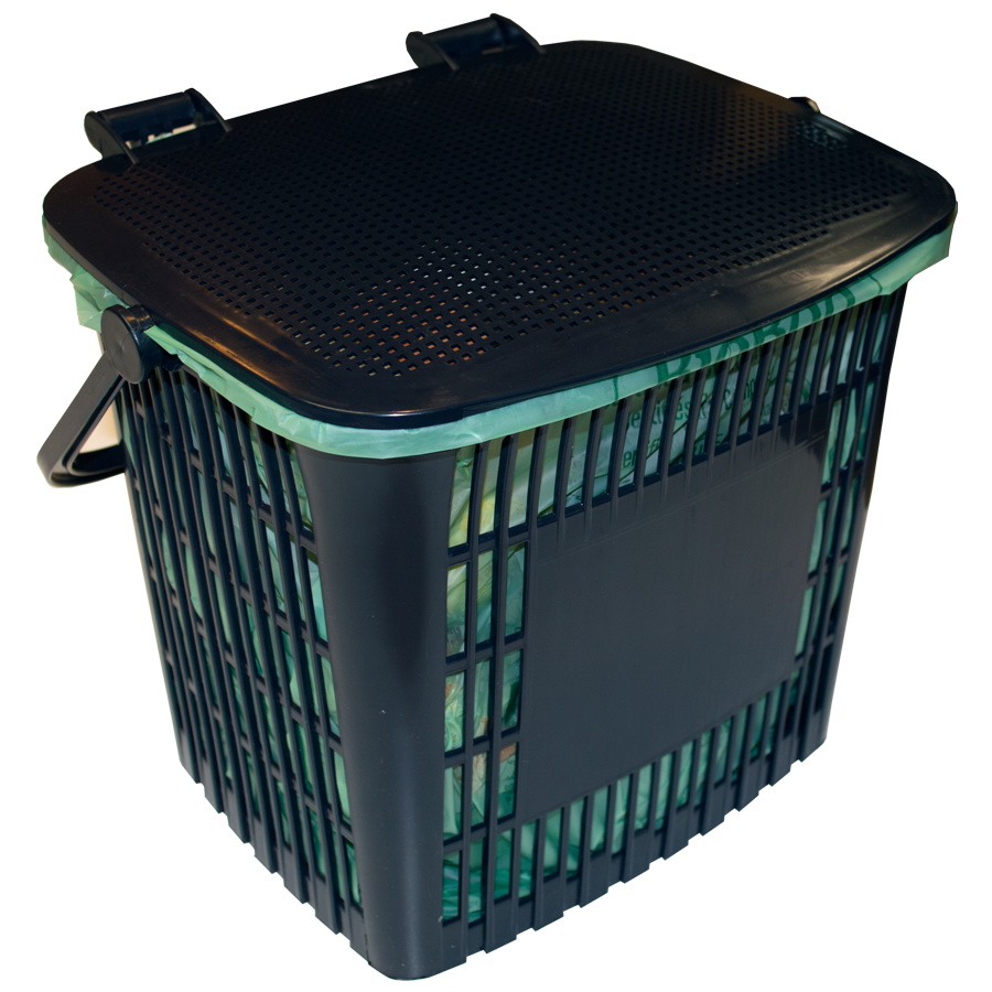 BioBag UMIMAX-6 Food Scrap Collection Bucket, 2.6 gal Capacity, Plastic, Black, Lid Closure, 10-1/2 in W, 9 in H - 2