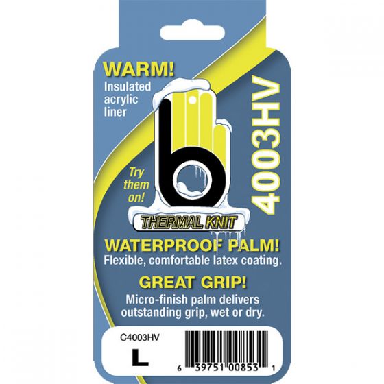 Bellingham C4003HV-XL Insulated Hi-Vis Gloves, XL, Natural Rubber Coating, Nylon Glove, Gray/Yellow - 2