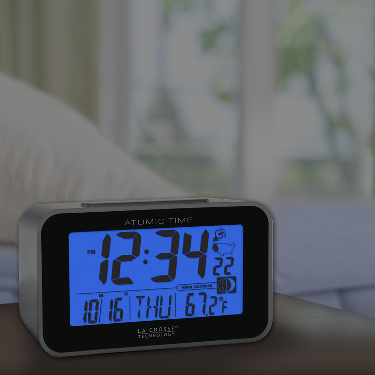 La Crosse 617-1270 Alarm Clock, Alkaline Battery, AAA Battery, Digital Display, Plastic Case, Silver Case - 2