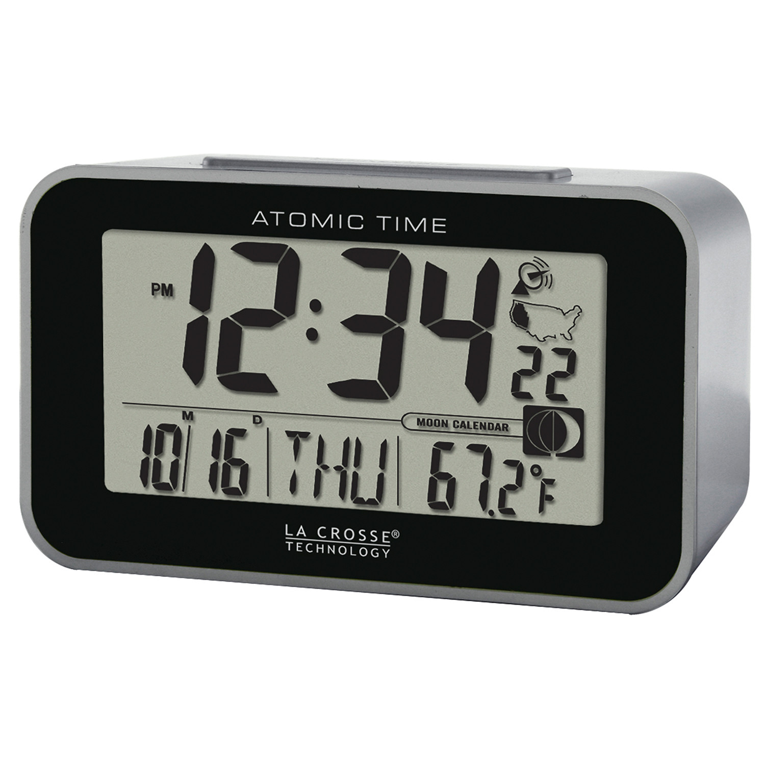 La Crosse 617-1270 Alarm Clock, Alkaline Battery, AAA Battery, Digital Display, Plastic Case, Silver Case - 3