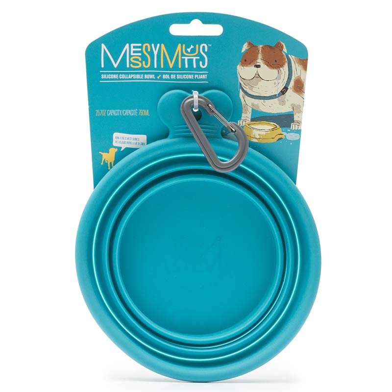 Messy Mutts MM030BS Bowl, S, 25.7 oz Volume, Silicone, Blue - 5