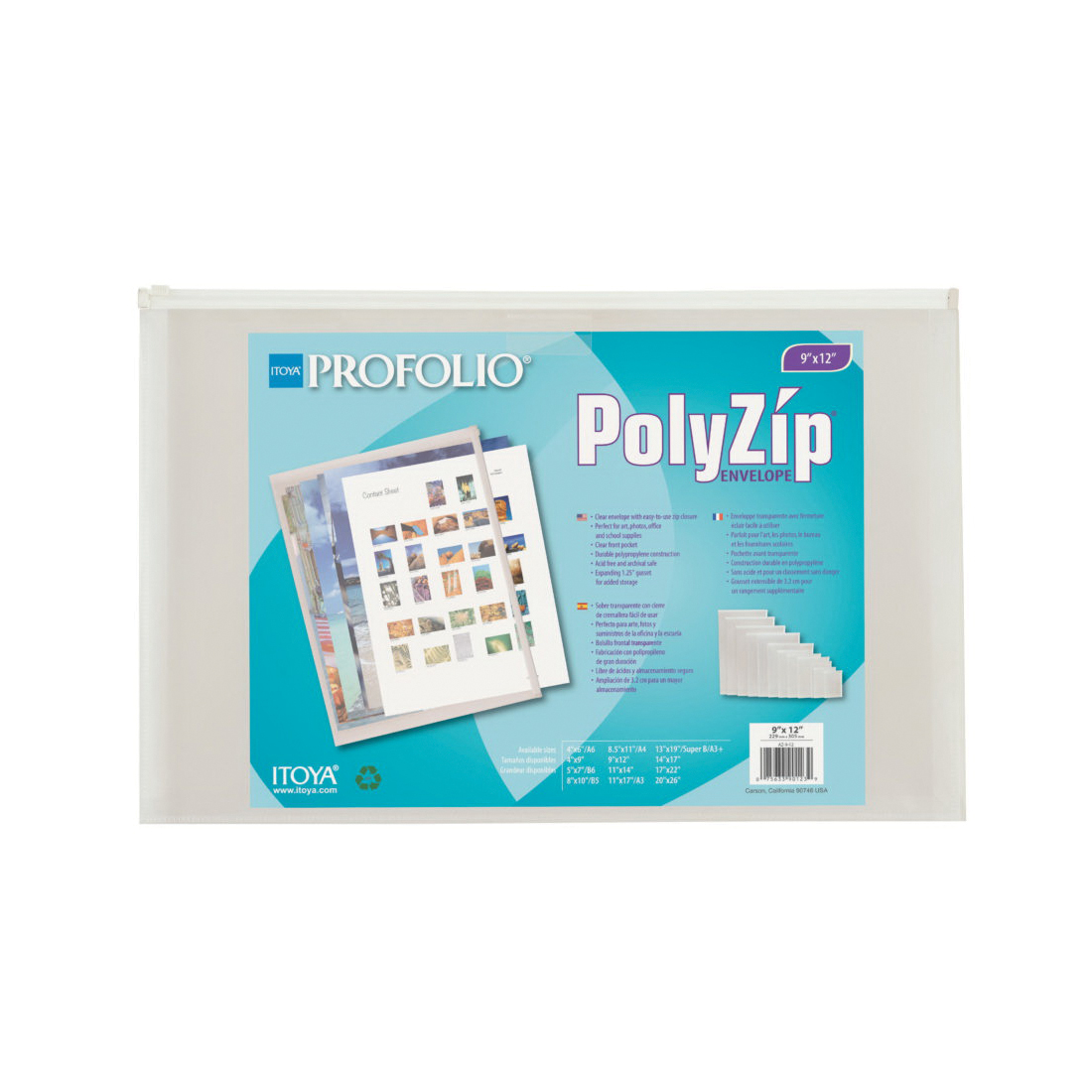 Art Profolio PolyZip AZ-4-9 Envelope, 4 x 9 in Sheet, Polypropylene - 5