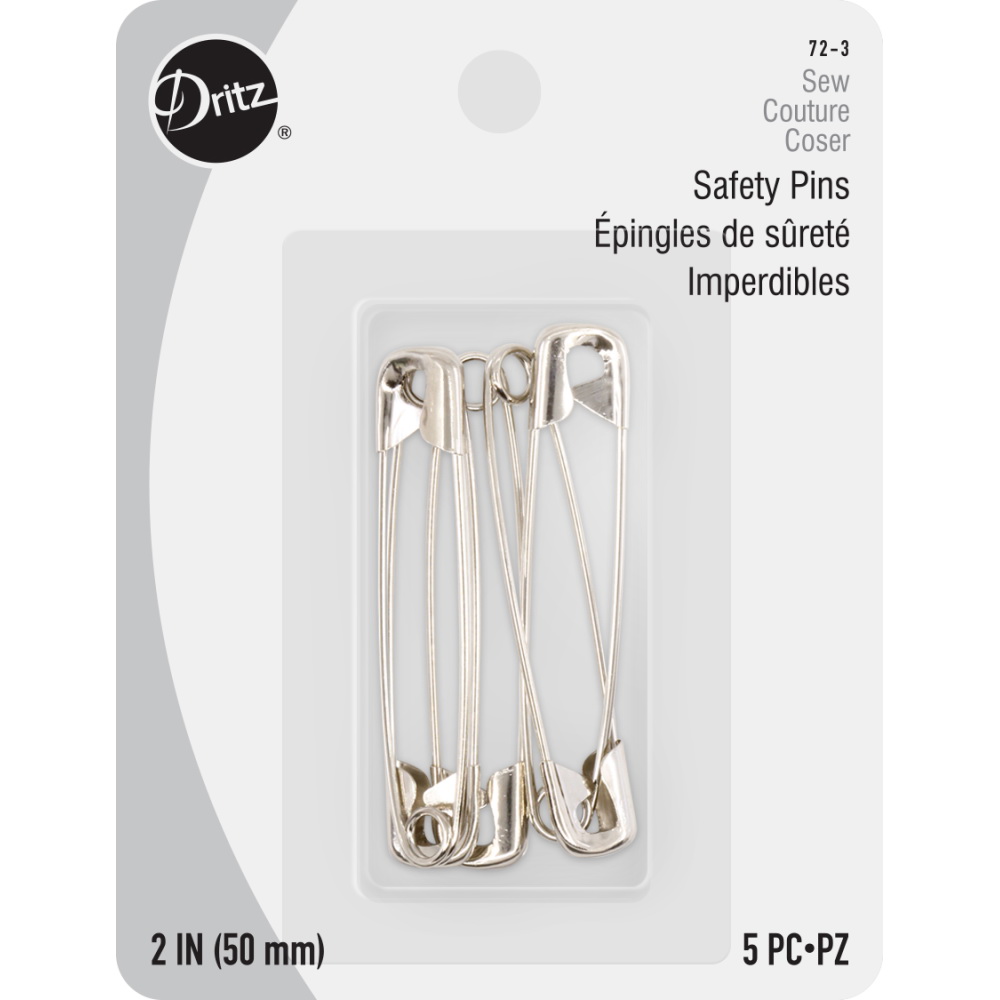 Dritz 72-3 Safety Pin, 3 to 2 in, Steel, Nickel - 2