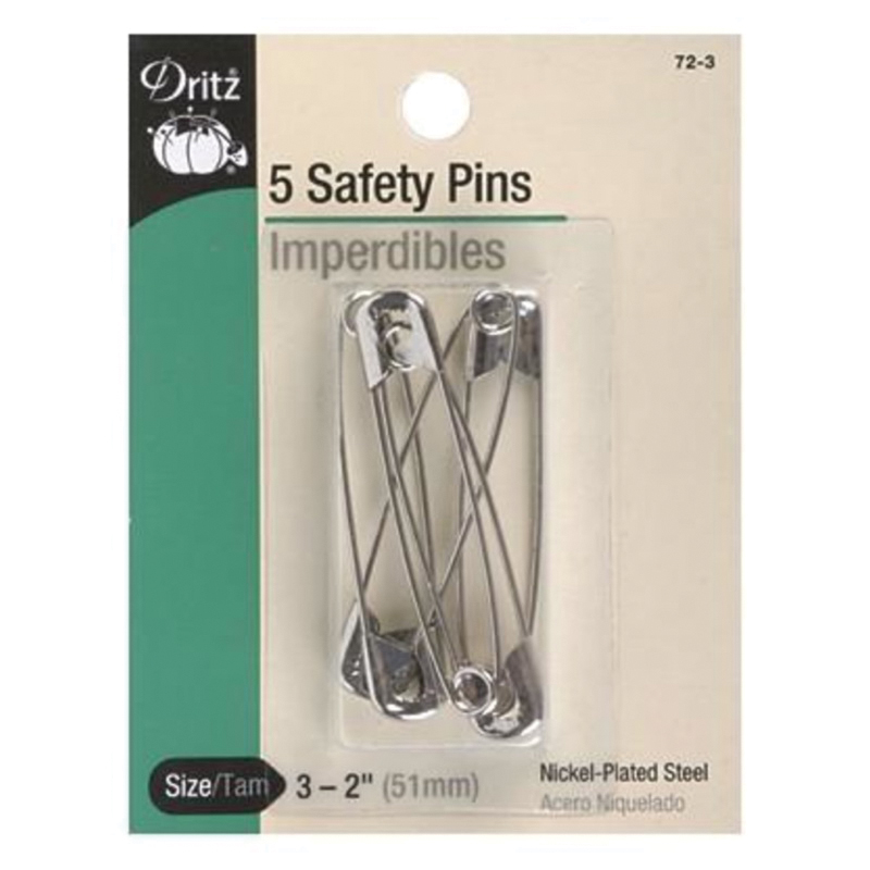 Dritz 72-3 Safety Pin, 3 to 2 in, Steel, Nickel - 3