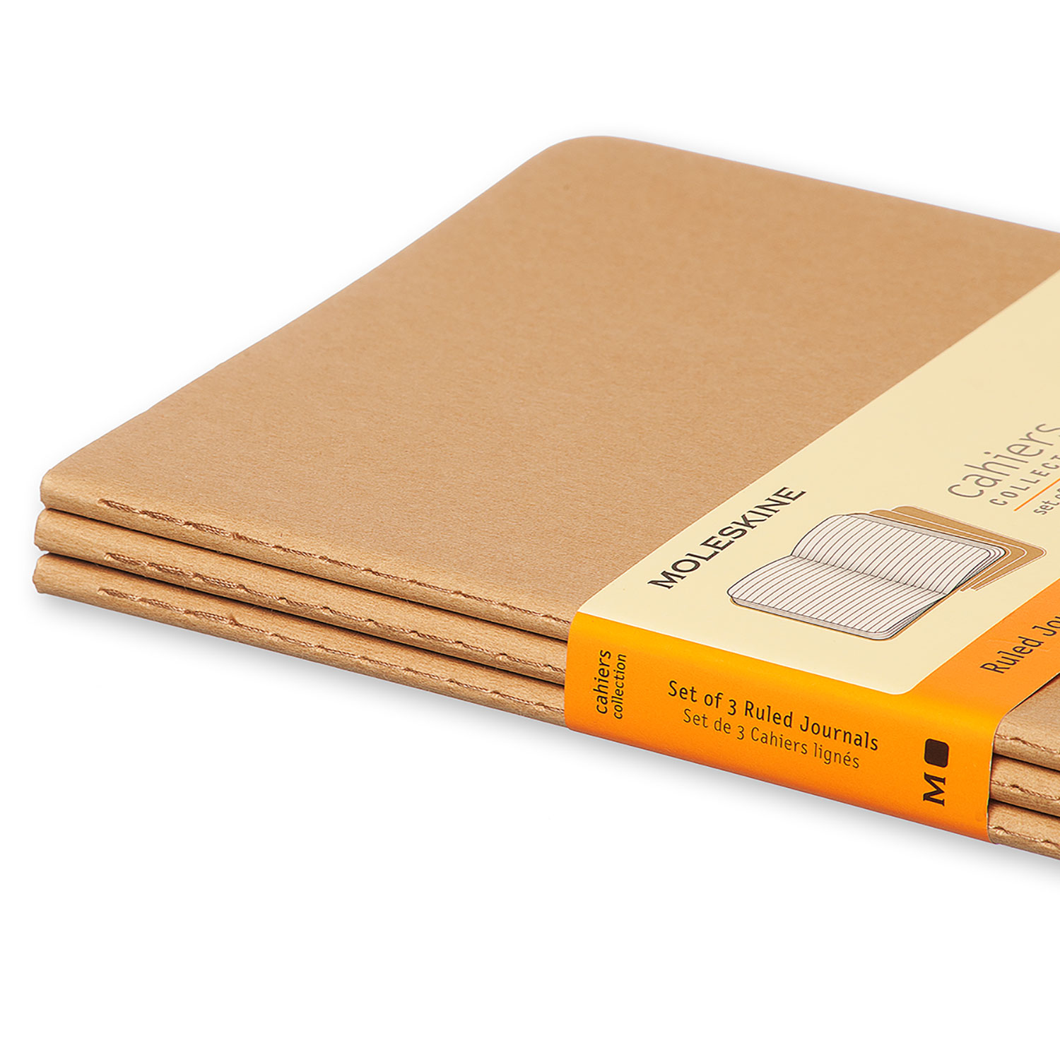 Moleskine Cahier Series 9788883704987 Journal, Kraft, 8-1/4 in L, 5 in W, Sewn Binding, Ruled - 5