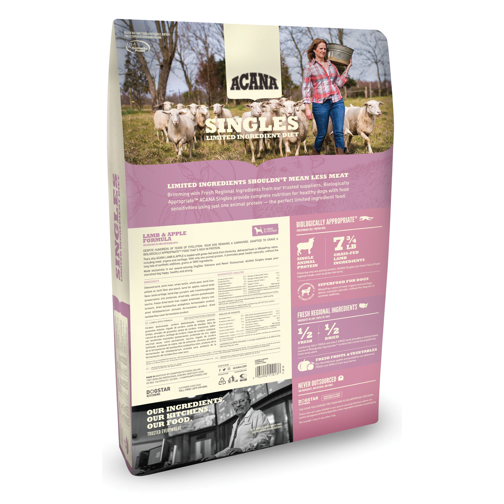 Acana DAC3351-4.5 Dog Food, Dry, Apple, Lamb, 4.5 lb - 2