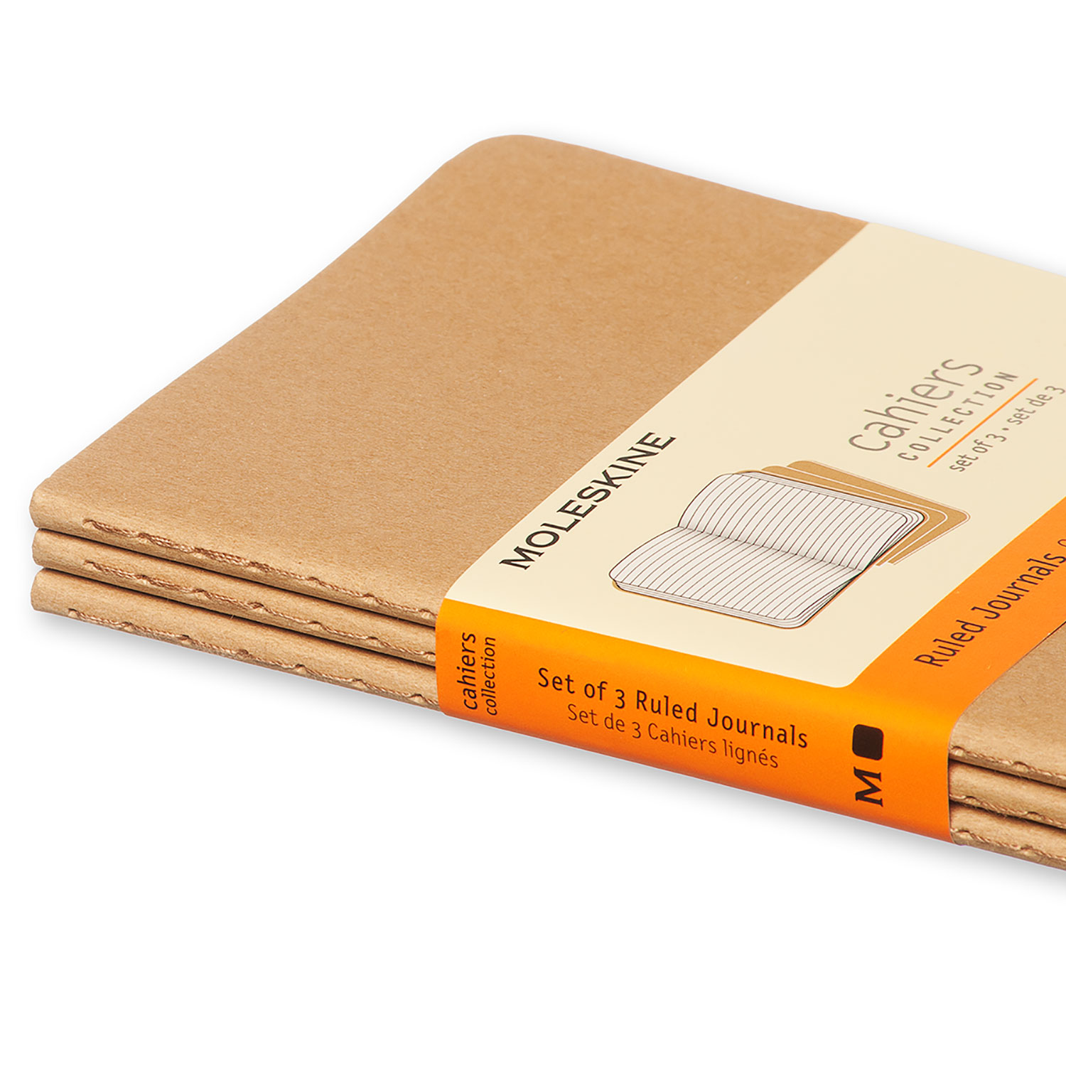 Moleskine Cahier Series 9788883704925 Journal, Kraft, 5-1/2 in L, 3-1/2 in W, Sewn Binding, Ruled - 5