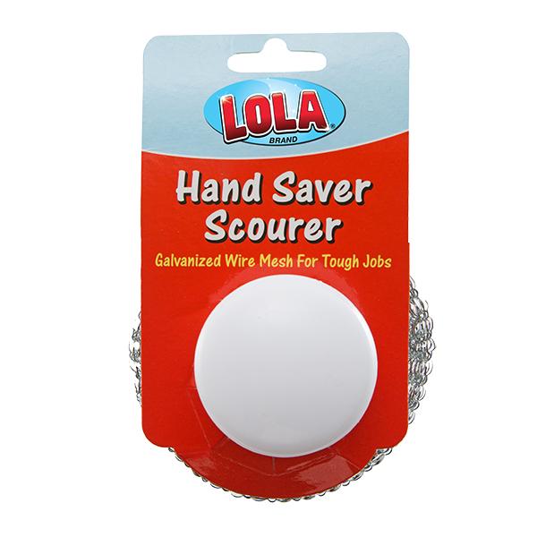 Lola 399-1 Mesh Scourer with Hand Saver Knob, Steel Abrasive, 3-3/4 in W, 3-3/4 in Dia - 2