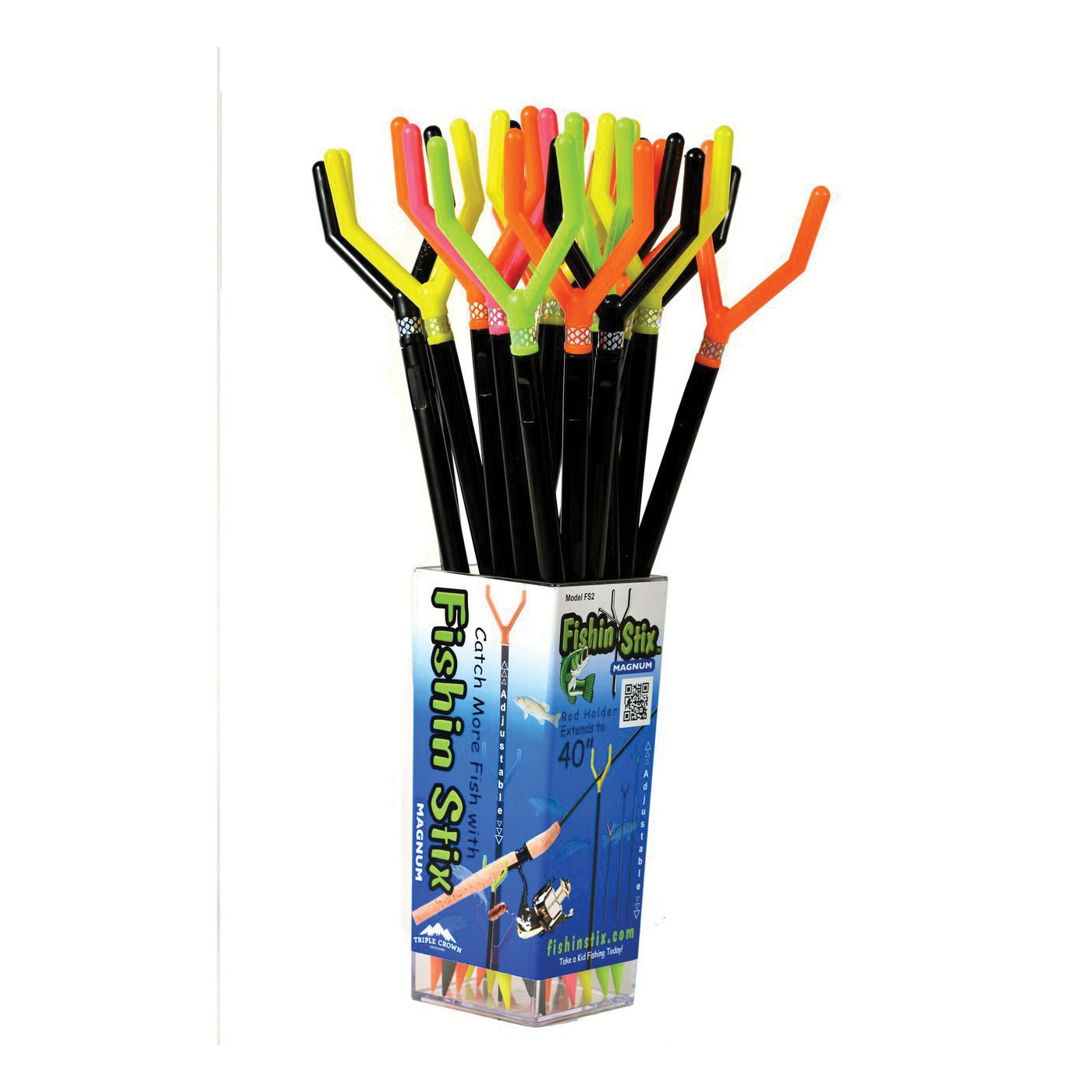 Active Outdoors Fishin' Stix Series FS2 Magnum Trident Rod Holder, Steel, Assorted/Black, Powder-Coated - 3