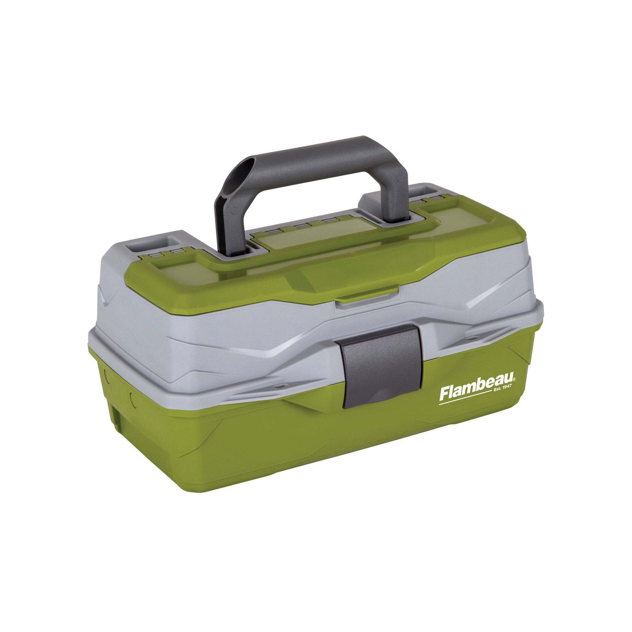 Flambeau Outdoors Classic Series 6381TB One-Tray Tackle Box, 8 in W, 6-1/4 in D, 8-Compartment, Plastic, Gray/Green - 2