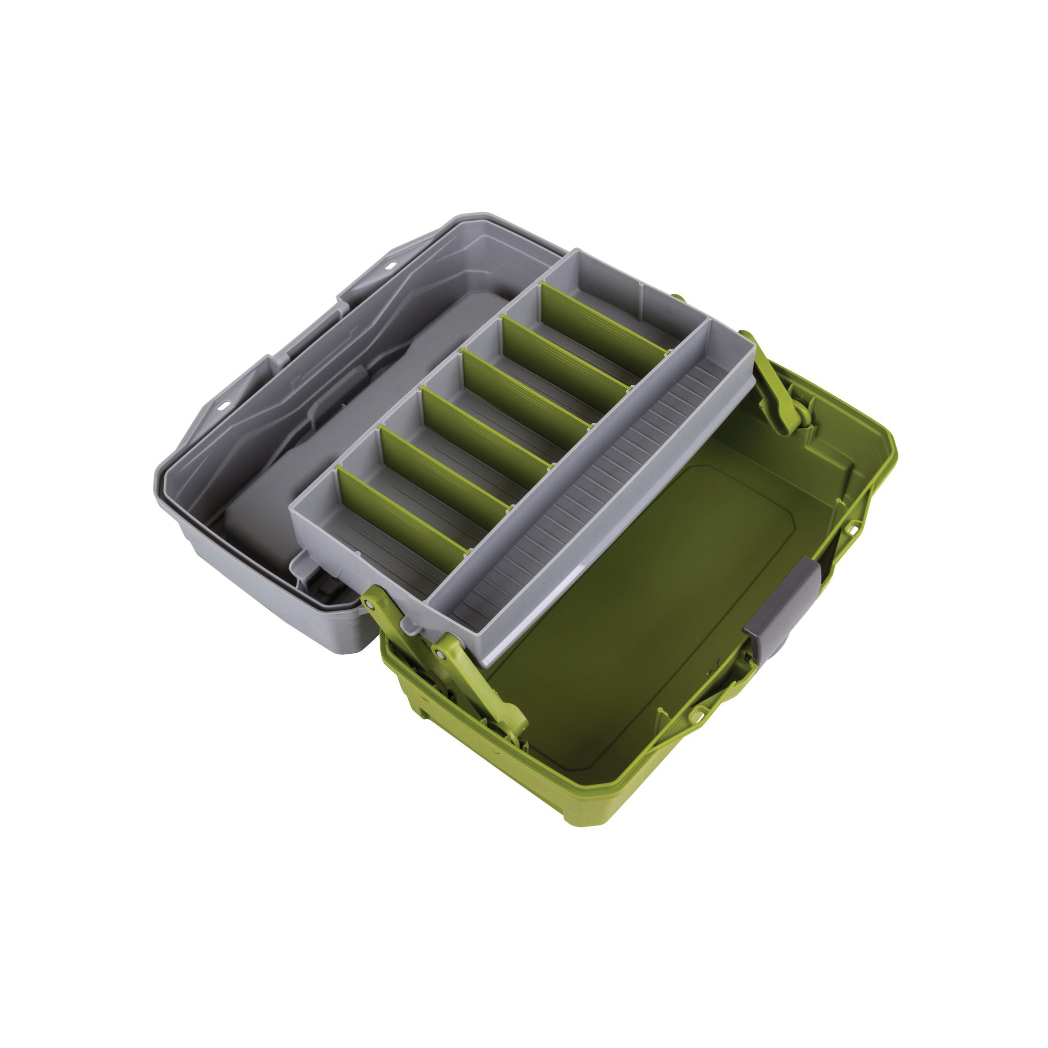 Flambeau Outdoors Classic Series 6381TB One-Tray Tackle Box, 8 in W, 6-1/4 in D, 8-Compartment, Plastic, Gray/Green - 4